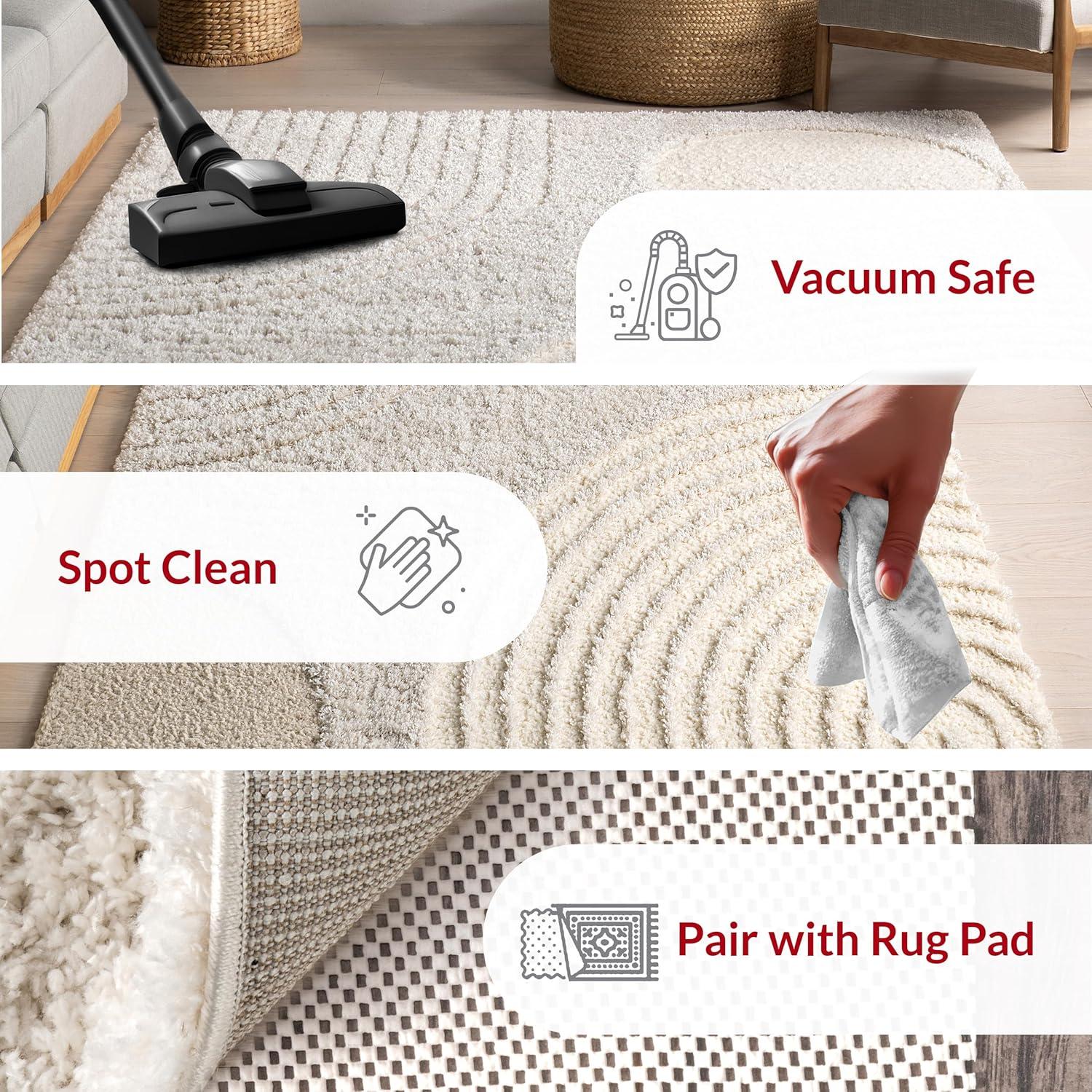 Nuloom Gloria Abstract 8x10 Shag Indoor Area Rug for Living Room Bedroom Dining Room Nursery Kitchen, Beige