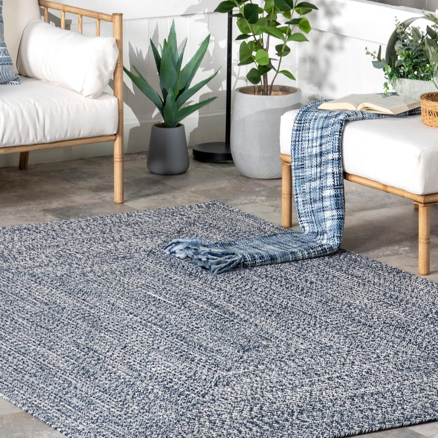 Braided Lefebvre Light Blue 6' x 9' Reversible Synthetic Rug