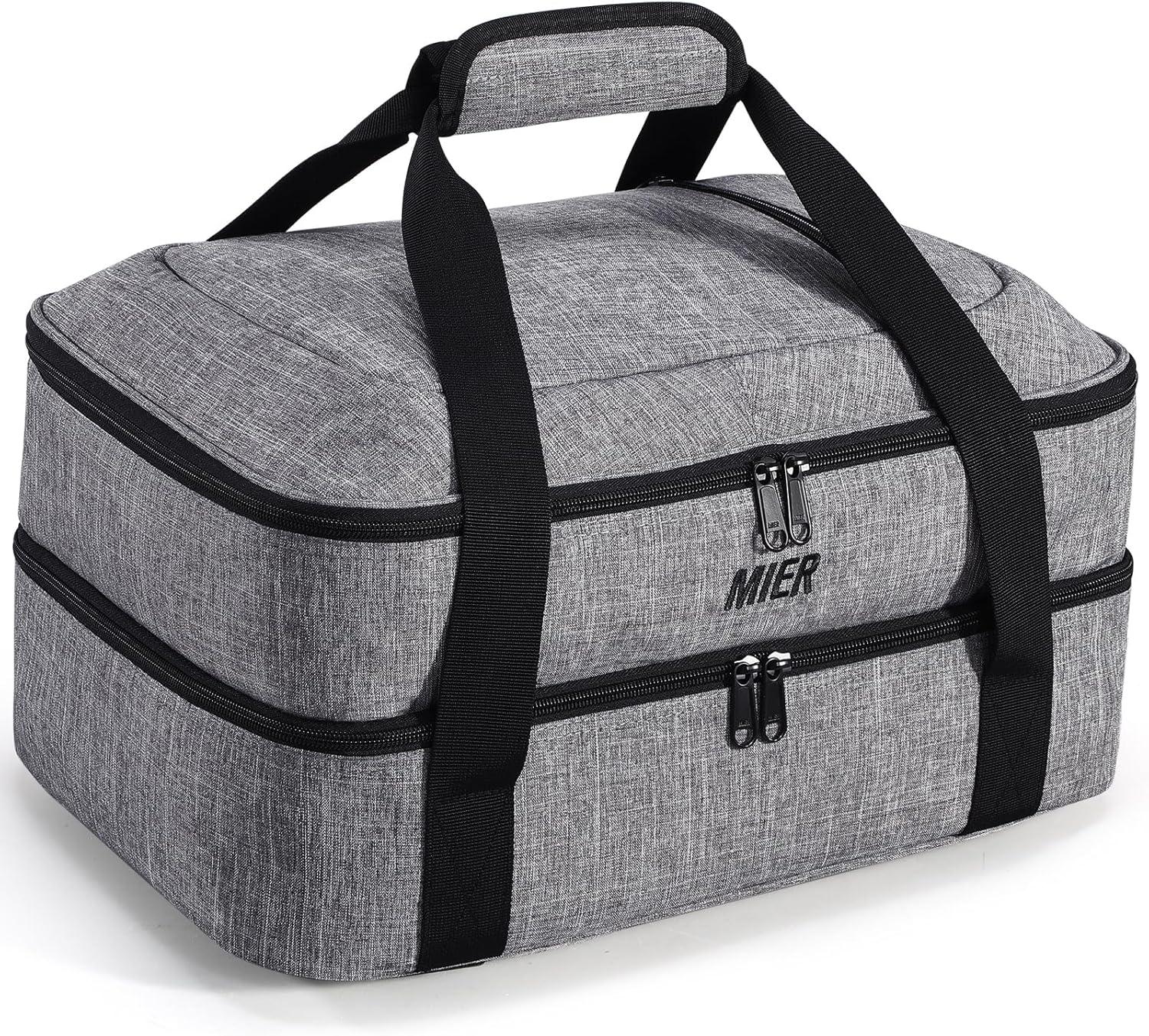 Gray Double Decker Insulated Food Carrier Bag