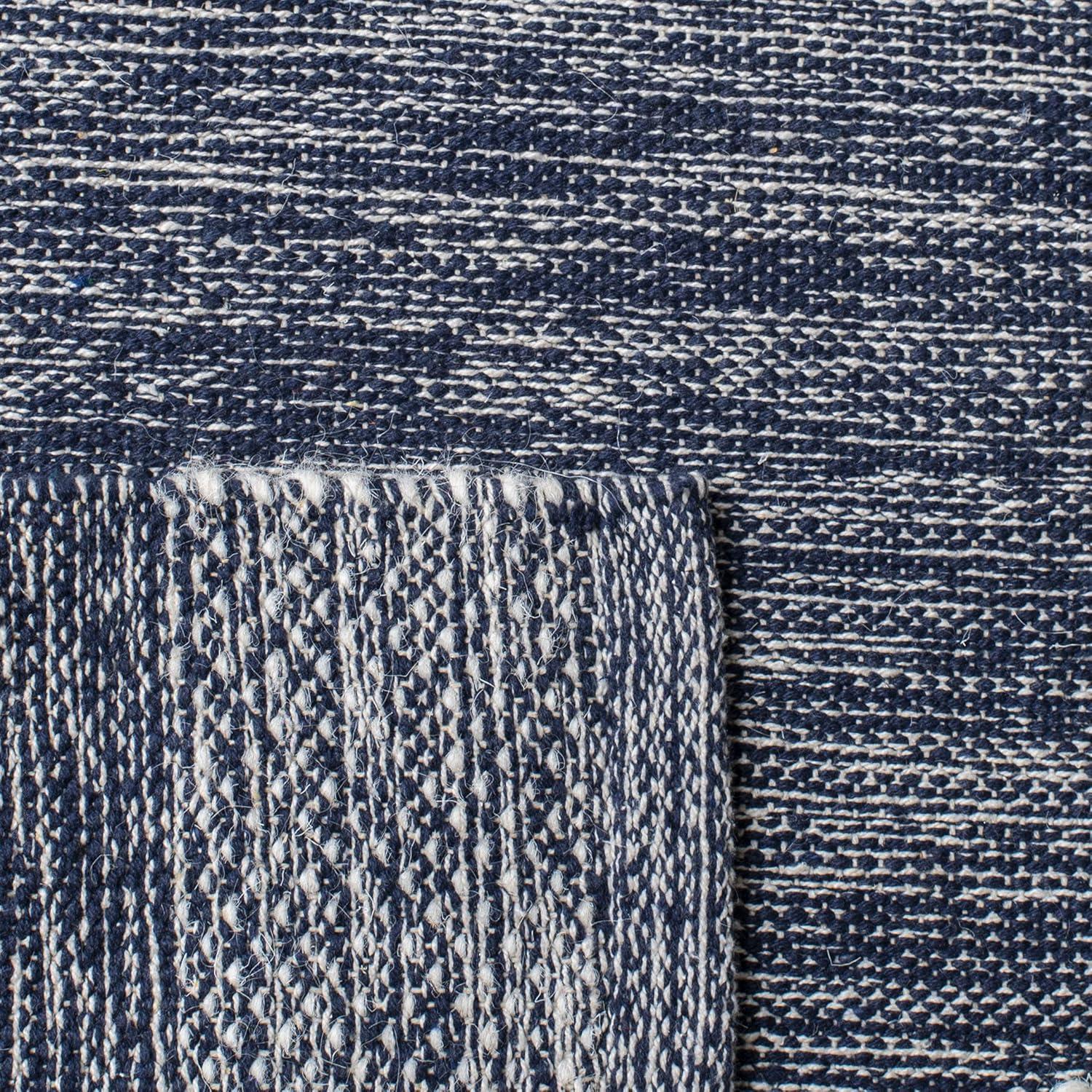 Striped Kilim STK514 Hand Woven Area Rug - Navy/Ivory - 3'x3' - Safavieh.