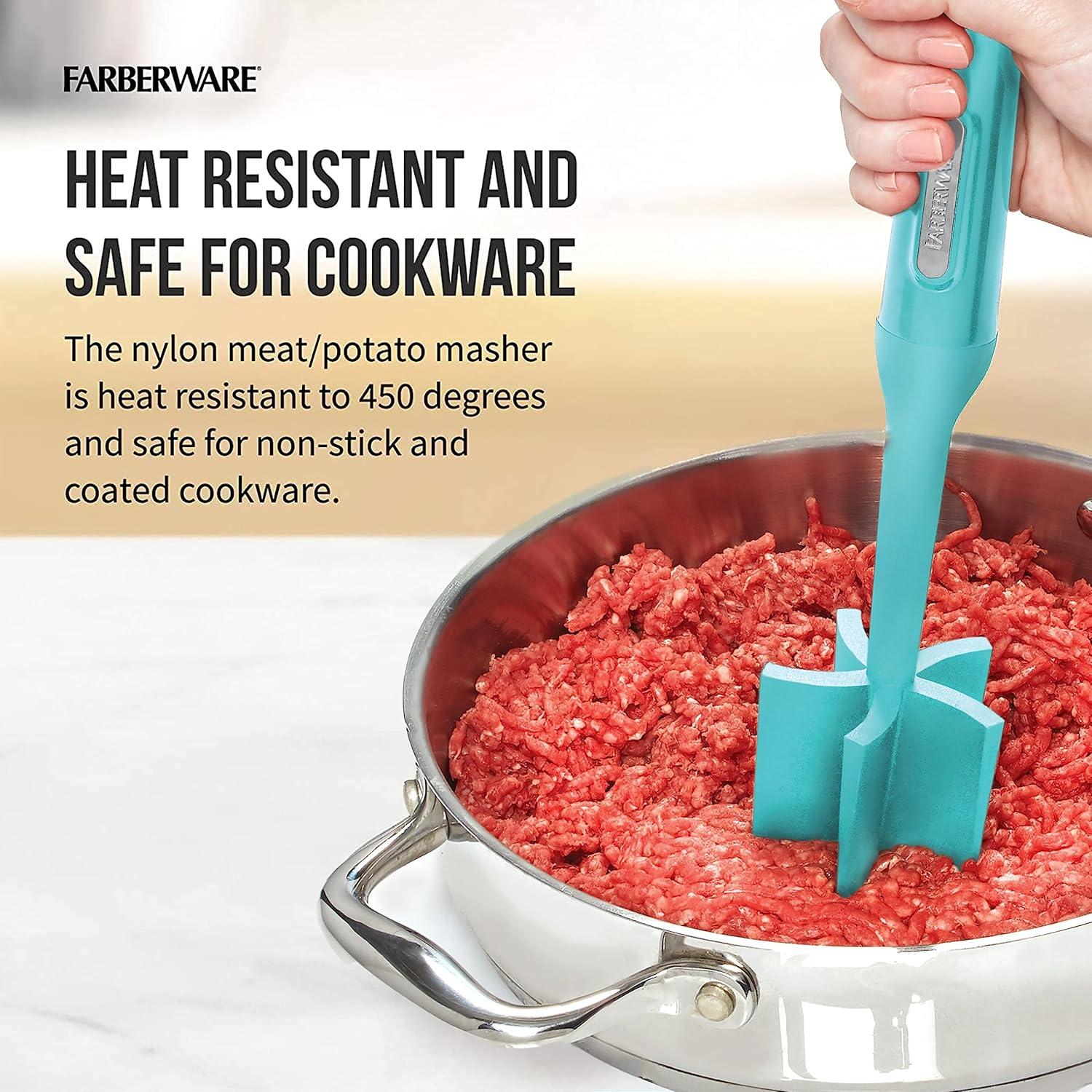 Farberware Pro Meat Masher, 10-Inch, Aqua Sky