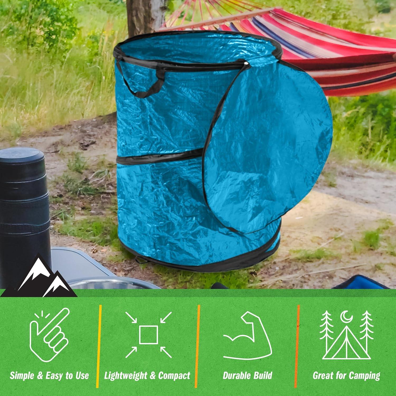wakeman Wakeman Collapsible Pop Up Trash Can with Zippered Lid - Recycle Bin for Camping or Parties