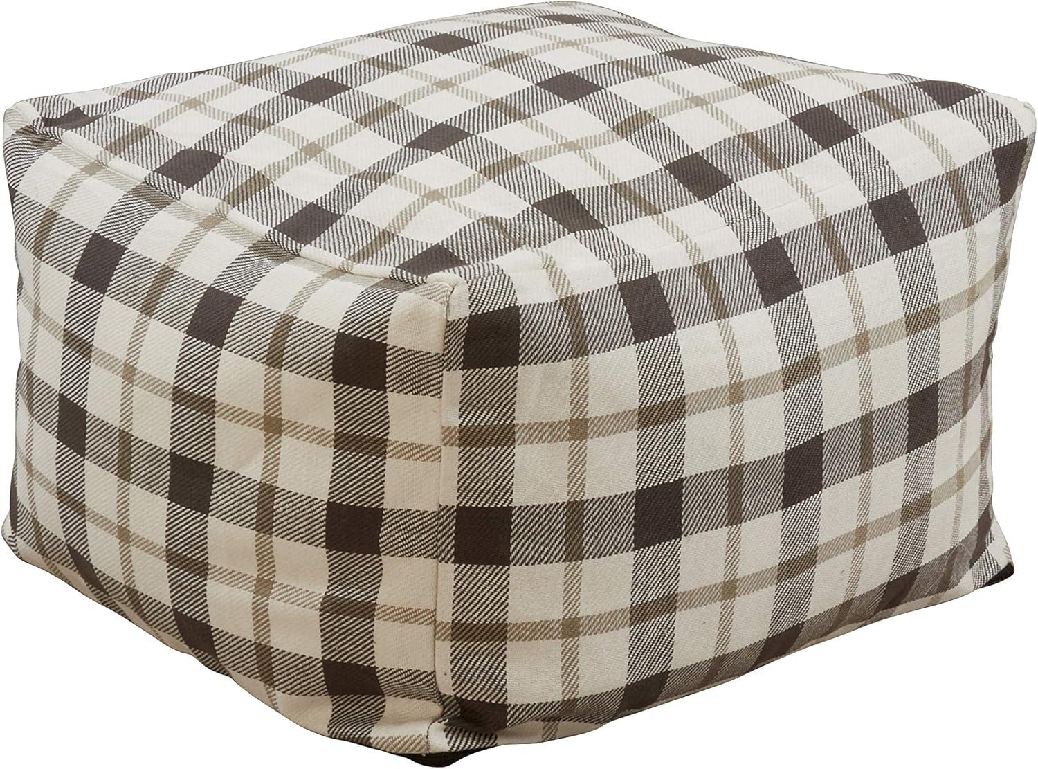 Saro Lifestyle Plaid Pouf, 20"x20"x14" Square, Grey