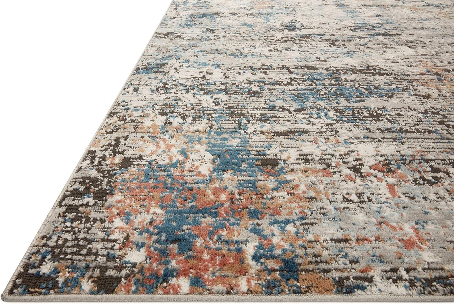 Gray and Multi-Color Stain-Resistant Synthetic Runner Rug