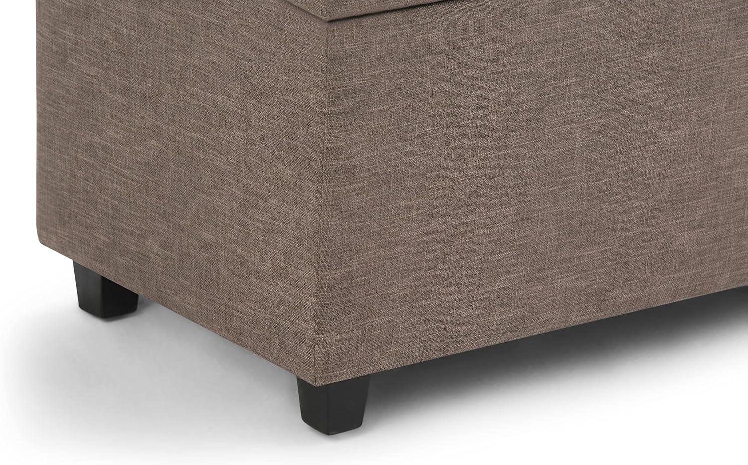 Simpli Home Darcy Storage Ottoman Bench In Fawn Brown Linen Look Fabric