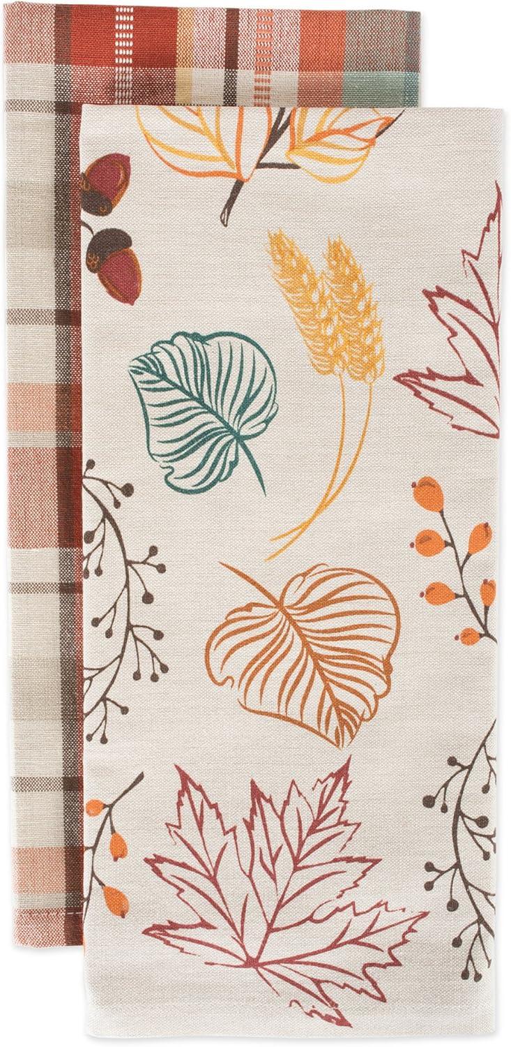 Assorted Color Autumn Leaves Dishtowel Set - Set of 2