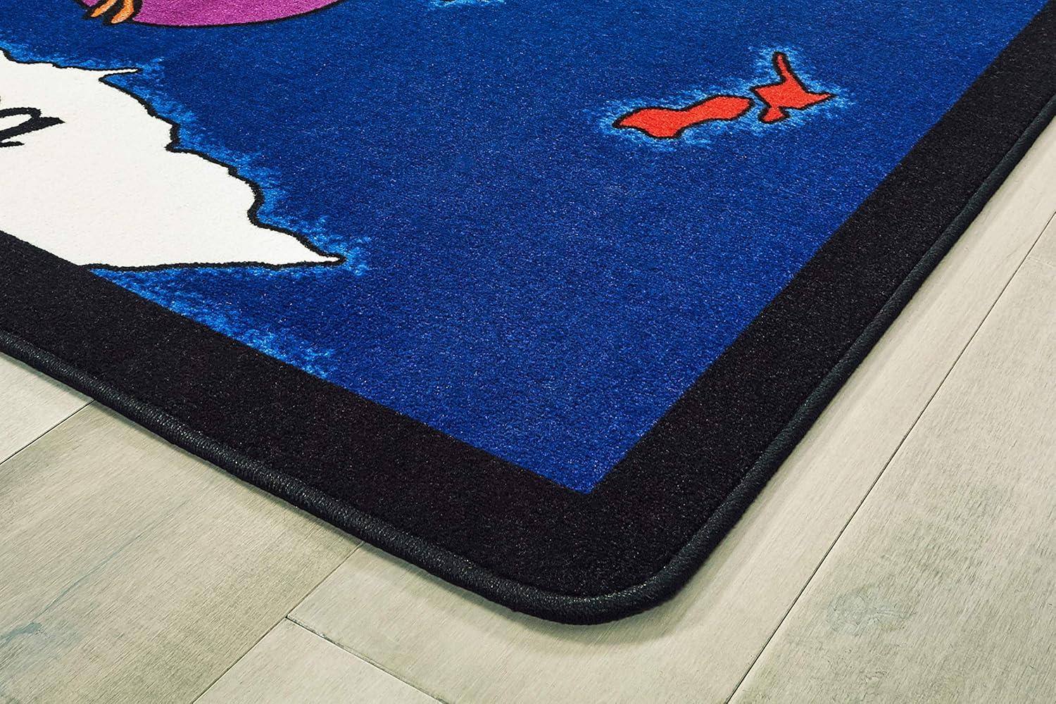 Carpets for Kids World Explorer Geography Map Premium Tufted Blue Area Rug