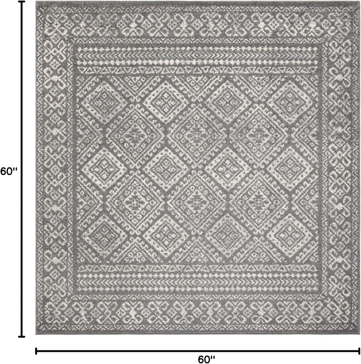 Tulum TUL264 Power Loomed Indoor Area Rug - Dark Grey/Ivory - 5'x5' - Safavieh