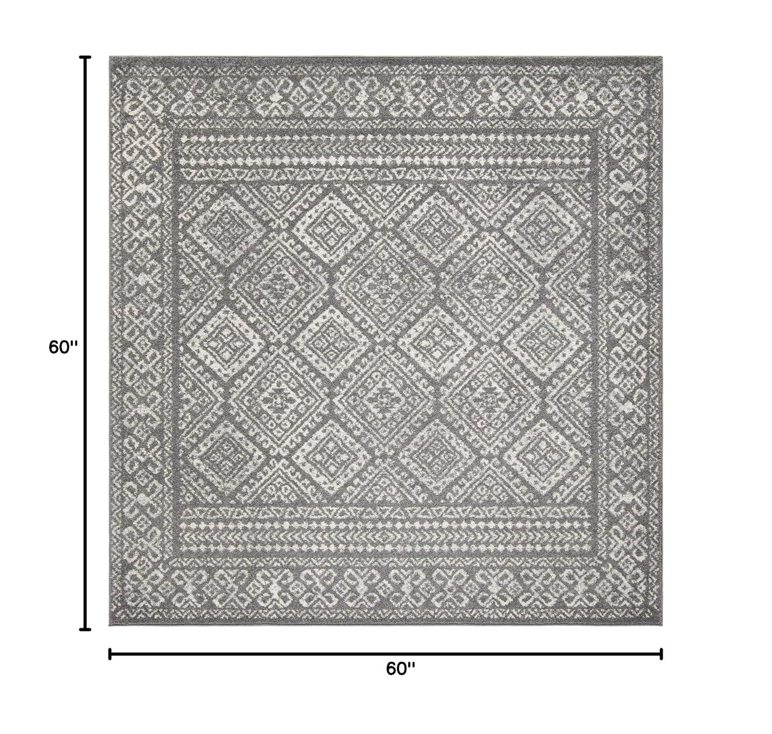 Tulum TUL264 Power Loomed Indoor Area Rug - Dark Grey/Ivory - 5'x5' - Safavieh
