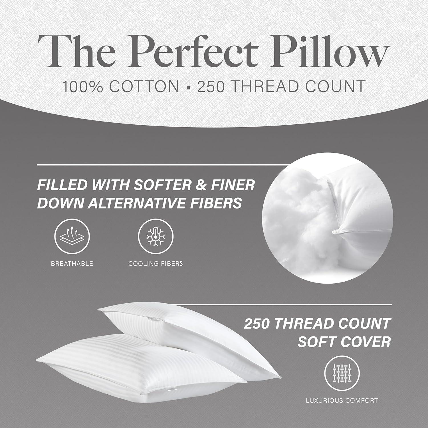 Modern Threads Hotel Collection 250 Thread Count Cotton Bed Pillow.