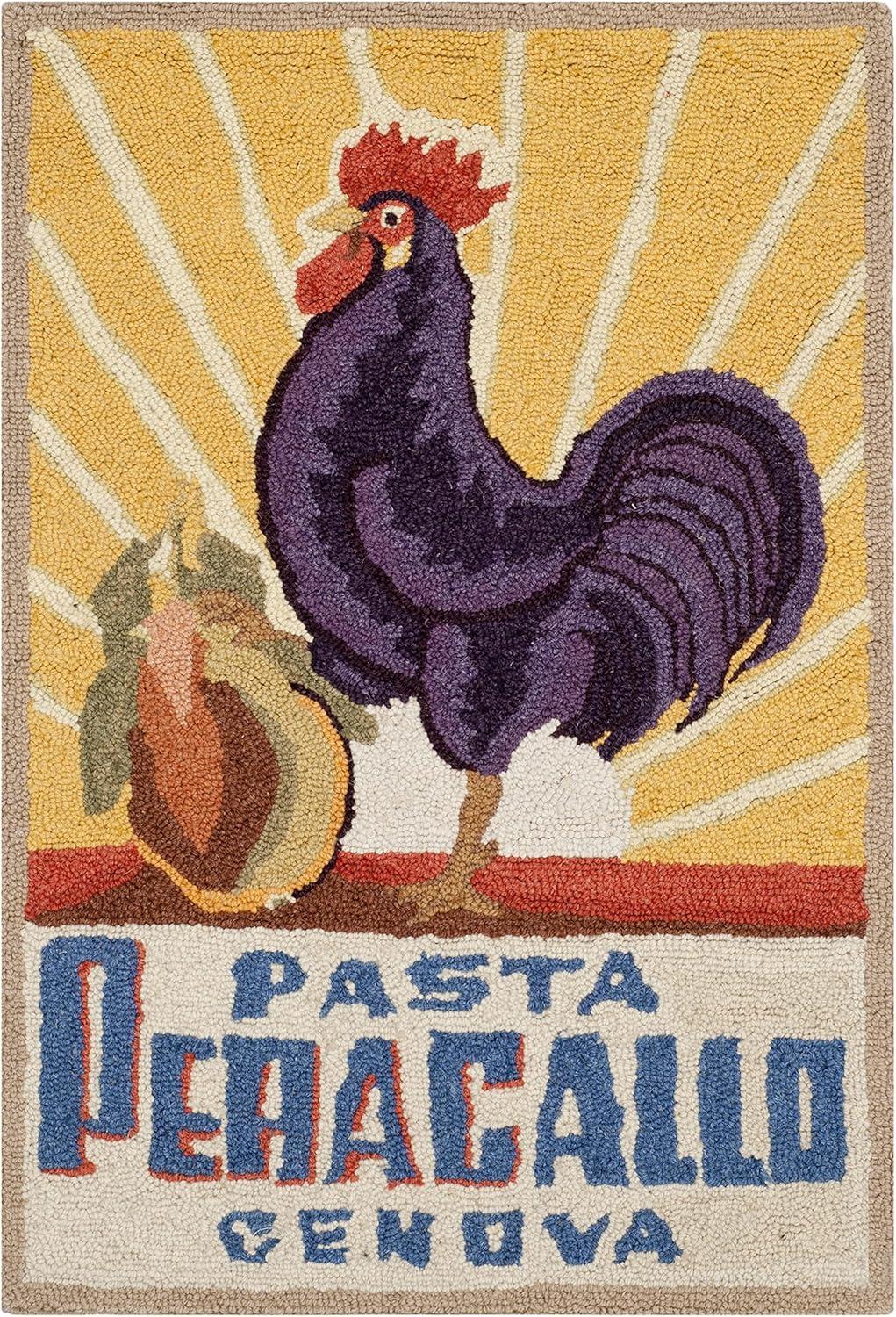 SAFAVIEH Chelsea Vintage Rooster Wool Area Rug, Ivory, 1'8" x 2'6"