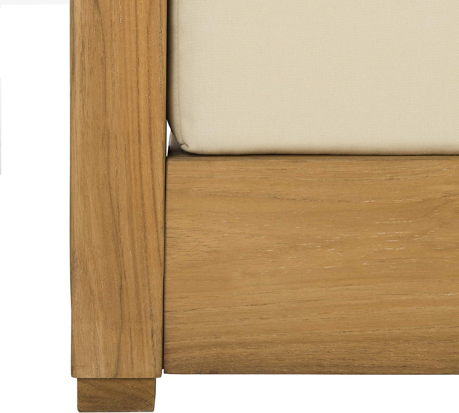 SAFAVIEH OUTDOOR COUTURE Montford 2-Seat Bench Natural Teak / Beige