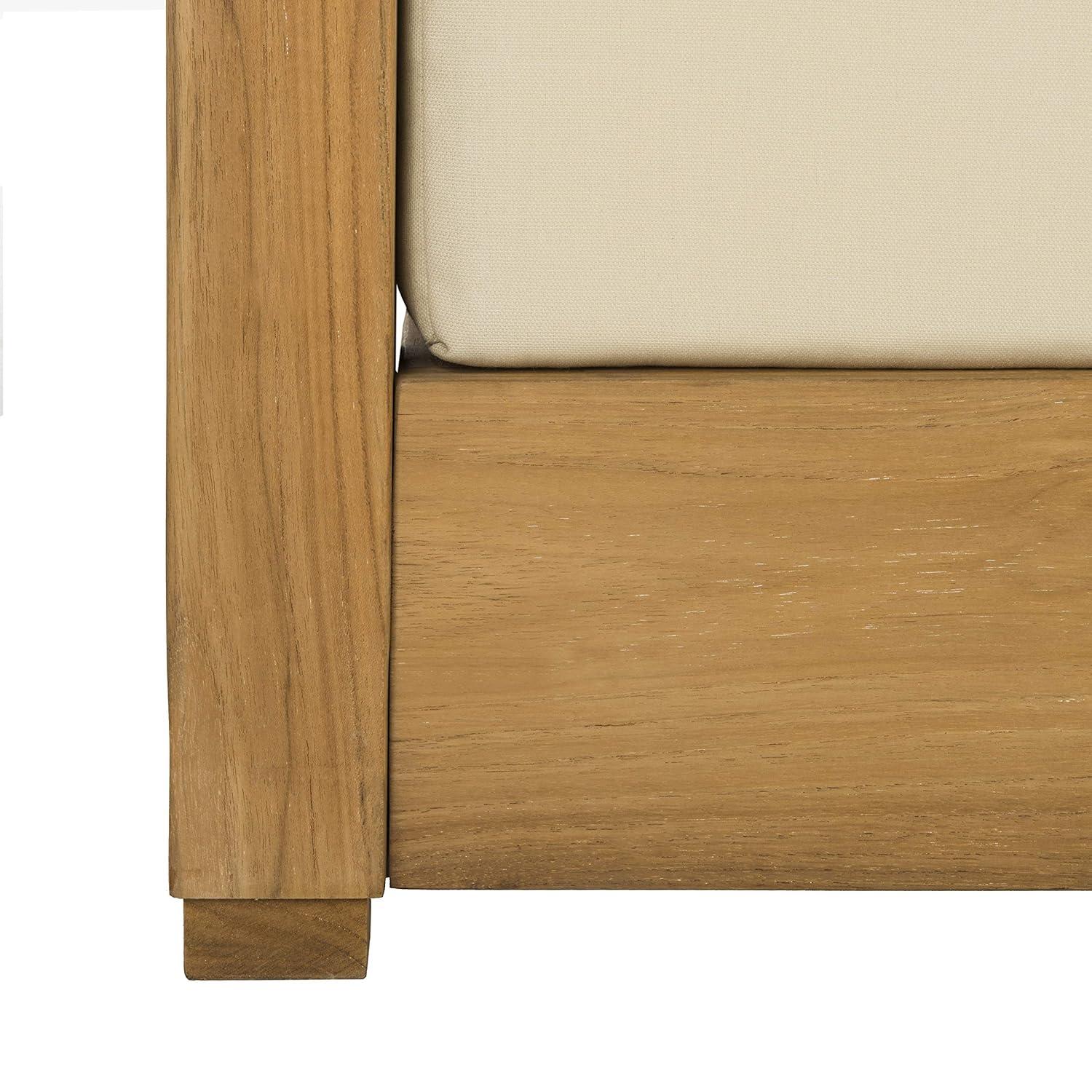 SAFAVIEH OUTDOOR COUTURE Montford 2-Seat Bench Natural Teak / Beige
