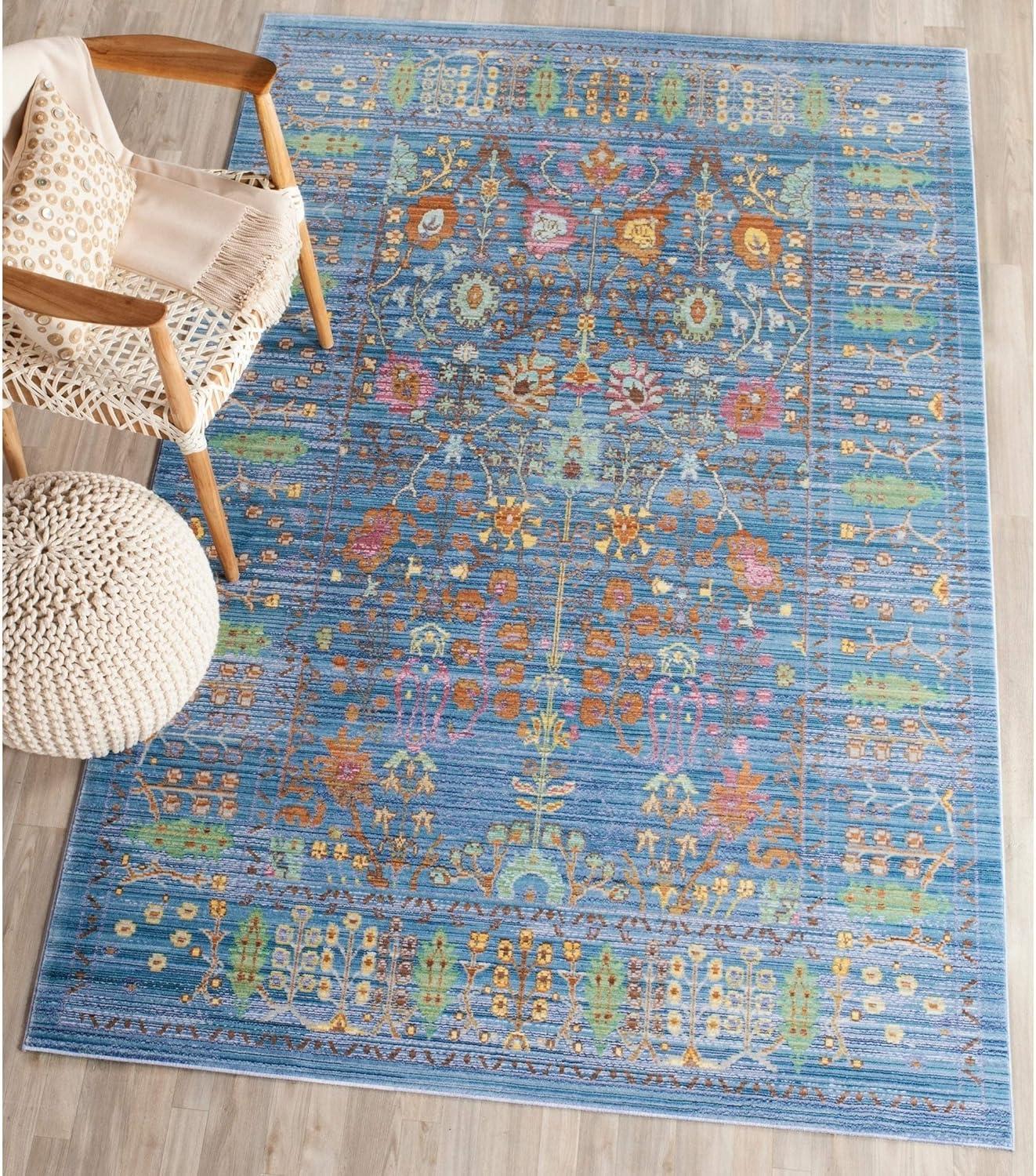 SAFAVIEH Valencia Collection 9' x 12' Blue/Multi VAL108M Boho Chic Distressed Area Rug