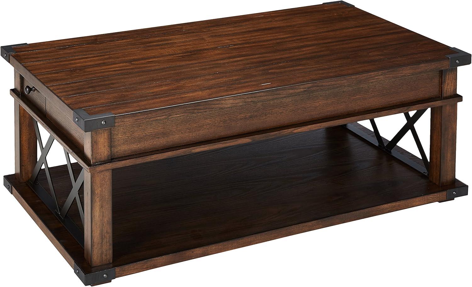 Progressive Furniture Landmark Castered Wood Coffee Table in Walnut Brown