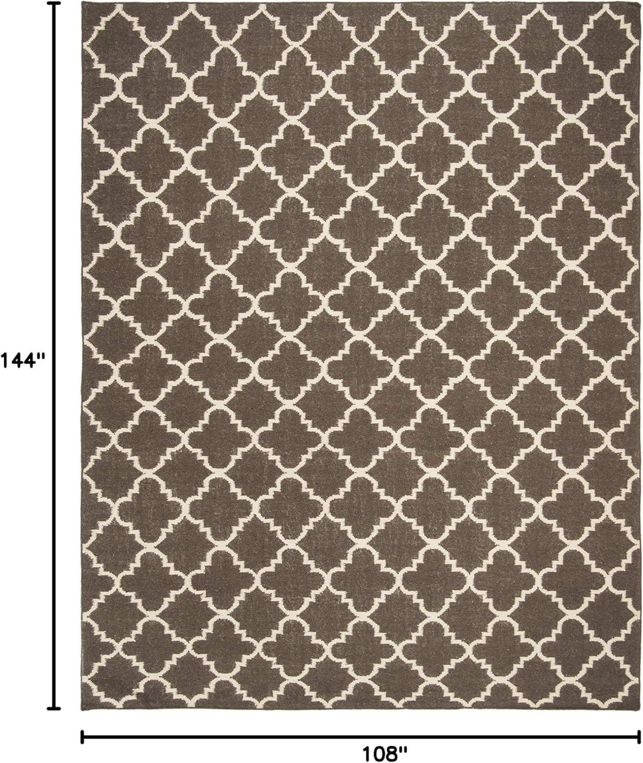 SAFAVIEH Dhurries Brad Geometric Area Rug, Brown/Ivory, 9' x 12'
