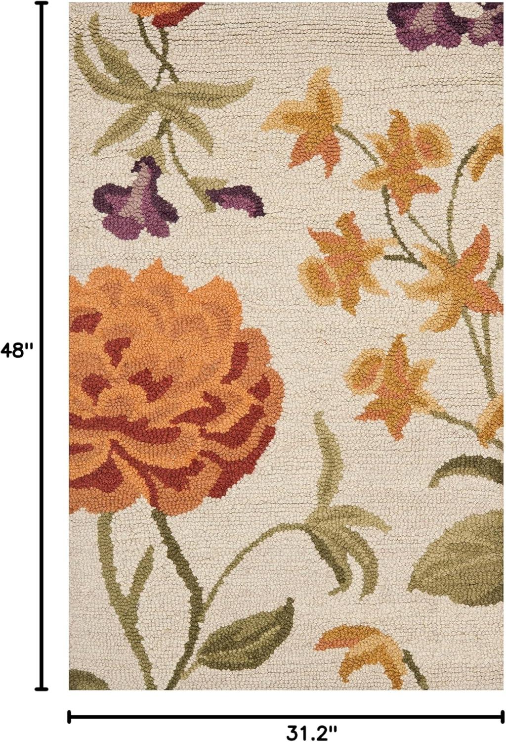SAFAVIEH Blossom Tracy Floral Wool Area Rug, Ivory/Multi, 2'6" x 4'