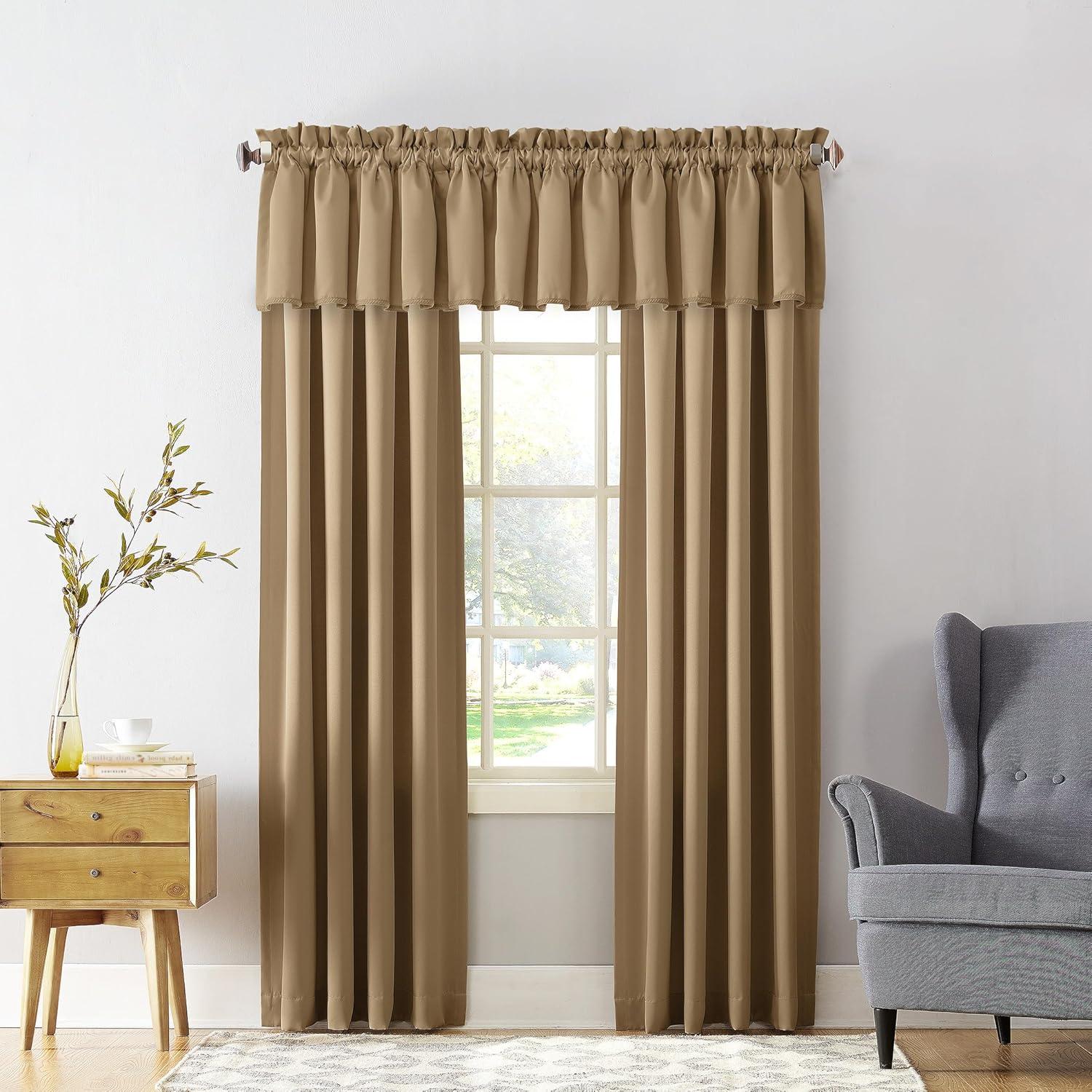 54"x95" Sun Zero Room Darkening Seymour Rod Pocket Curtain Panel Taupe: Energy Efficient, Noise Reduction, Thermal Insulated