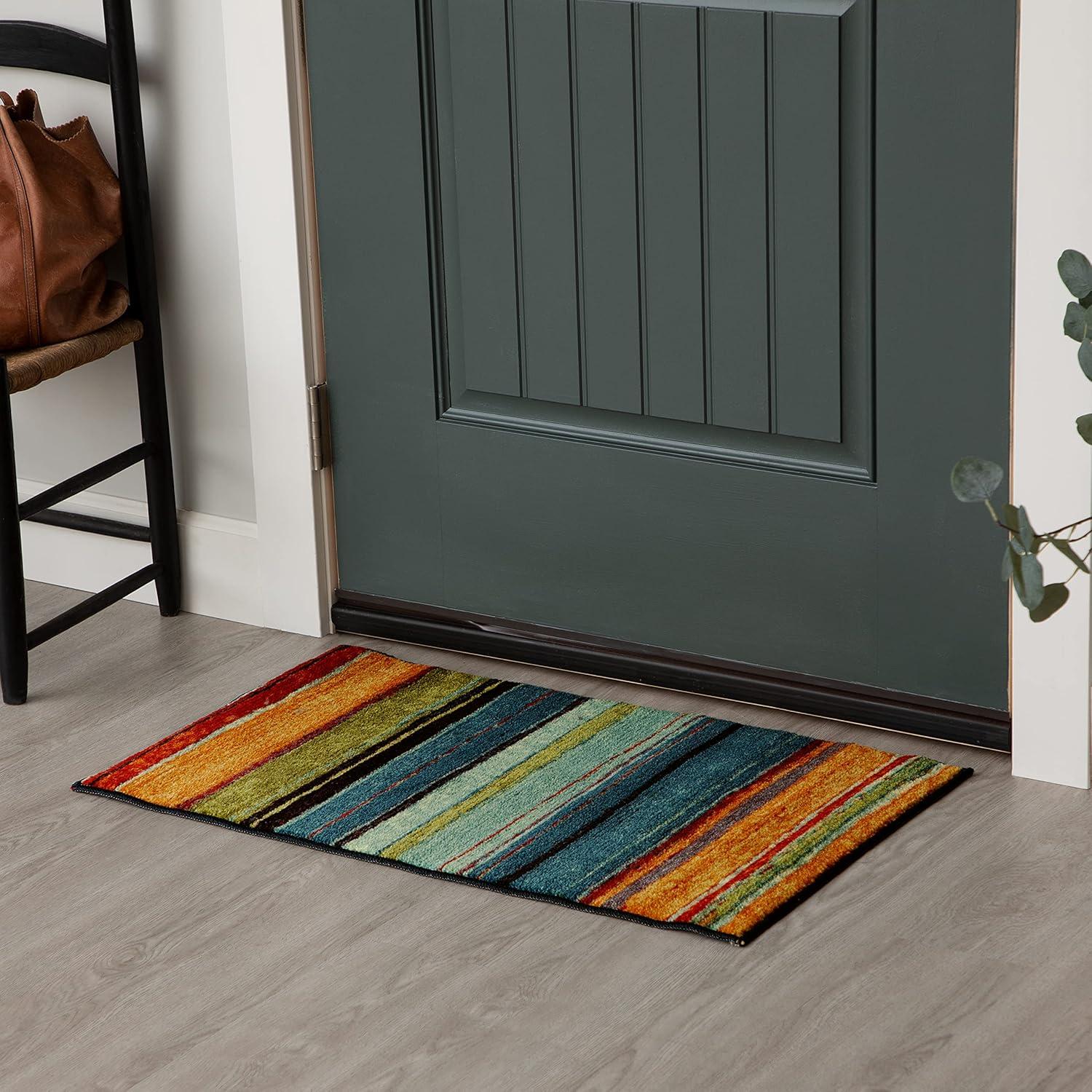 Modern Gray Stripe Tufted Washable Rectangular Area Rug