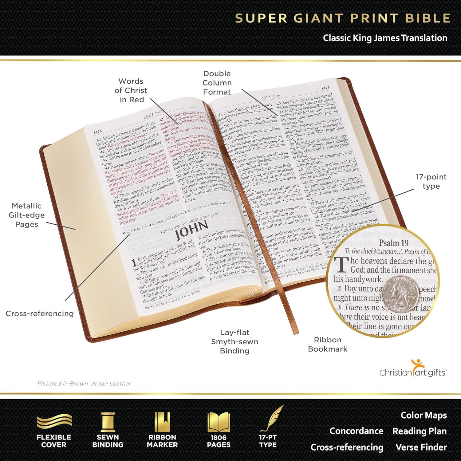 KJV Super Giant Print Lux-Leather Tan - Large Print (Leather Bound)