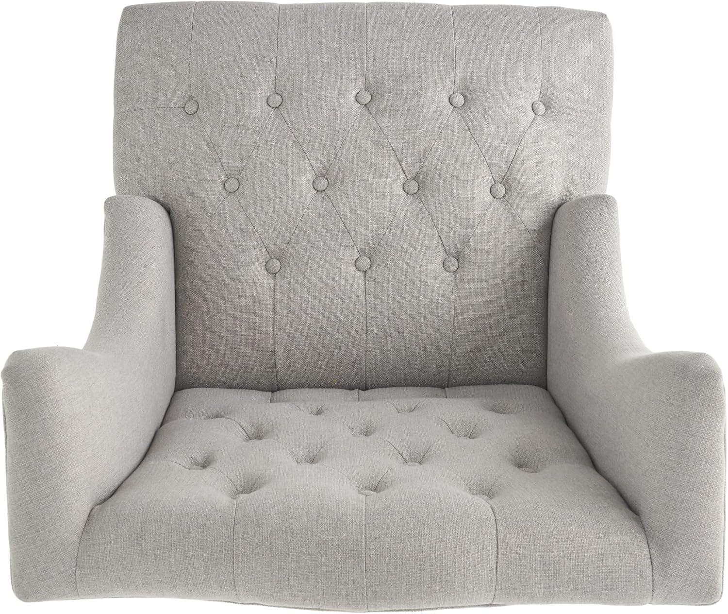 GDF Studio Alonso Contemporary Upholstered Wingback Club Chair, Light Gray and Matte Black