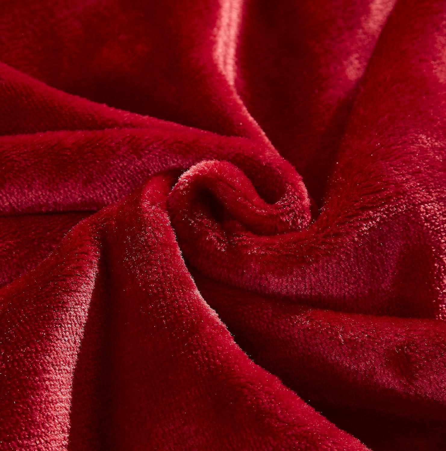 Super Soft and Plush Flannel Fleece Blanket,Red,Full/Queen