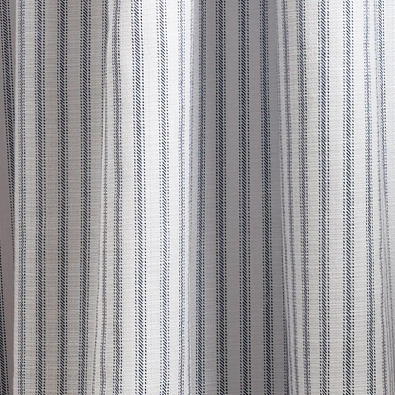 Martha Stewart 84"x50" 2pk Ticking Striped 84" Back Tab Black Lined Blackout Curtain Panel