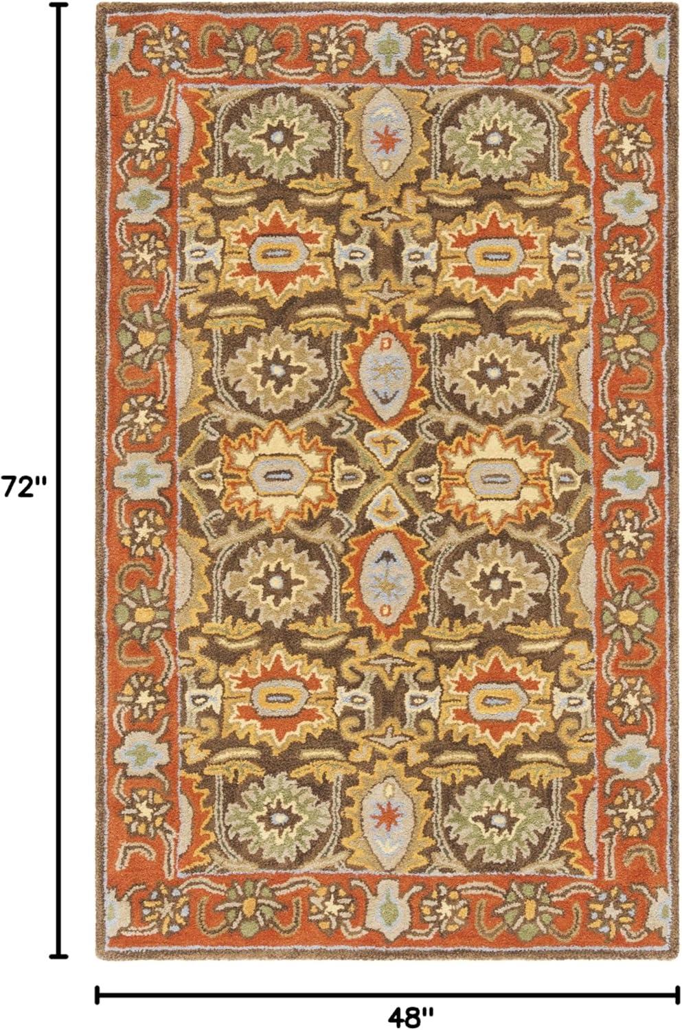 SAFAVIEH Heritage Giles Traditional Wool Area Rug, Chocolate/Tangerine, 4' x 6'