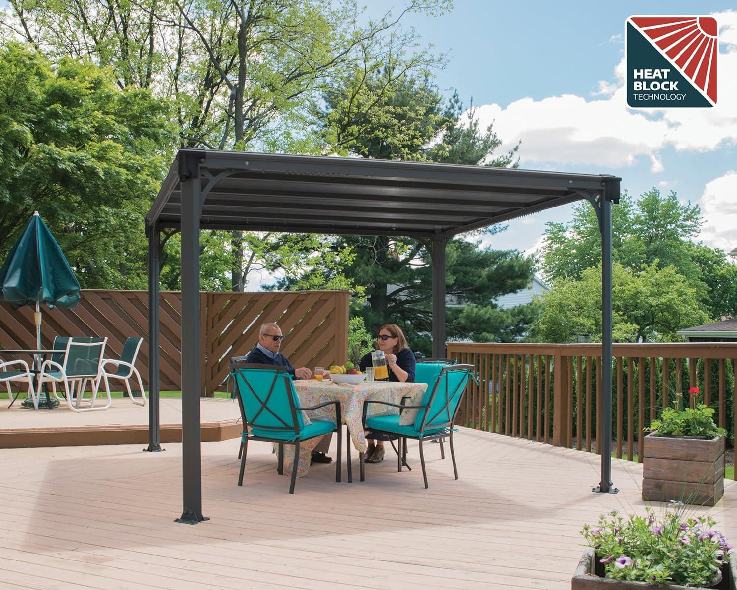 Canopia Canopia - Milano Aluminum Flat Top Gazebo with Polycarbonate Roof Panels – Durable Modern Outdoor Patio Shelter