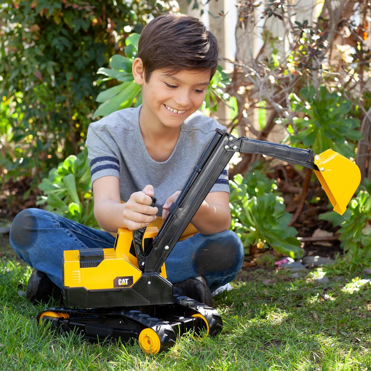 Heavy-Duty Yellow and Black Steel Excavator Toy