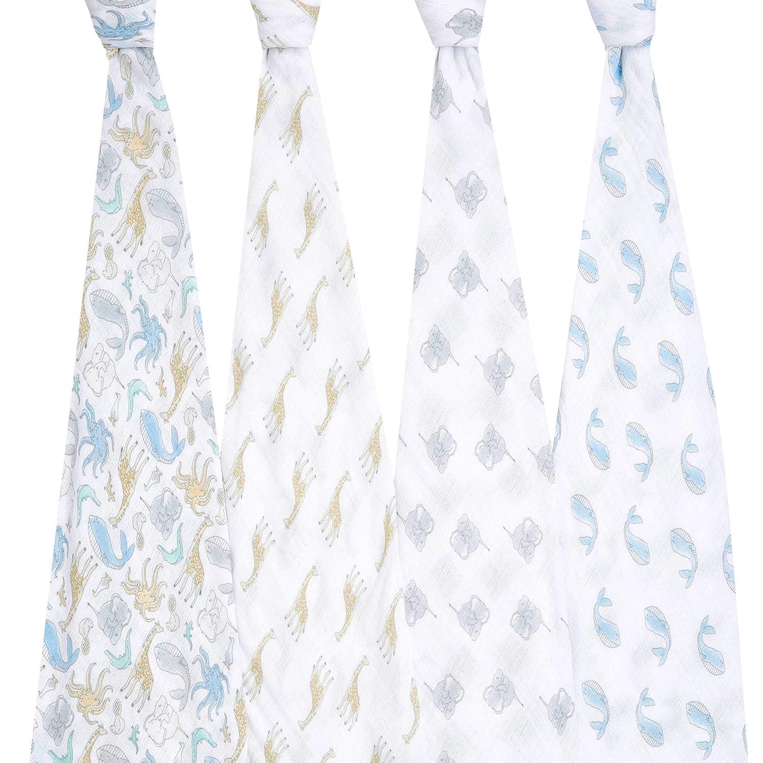 aden + anais essentials Muslin Swaddle Blankets - Natural History - 4pk