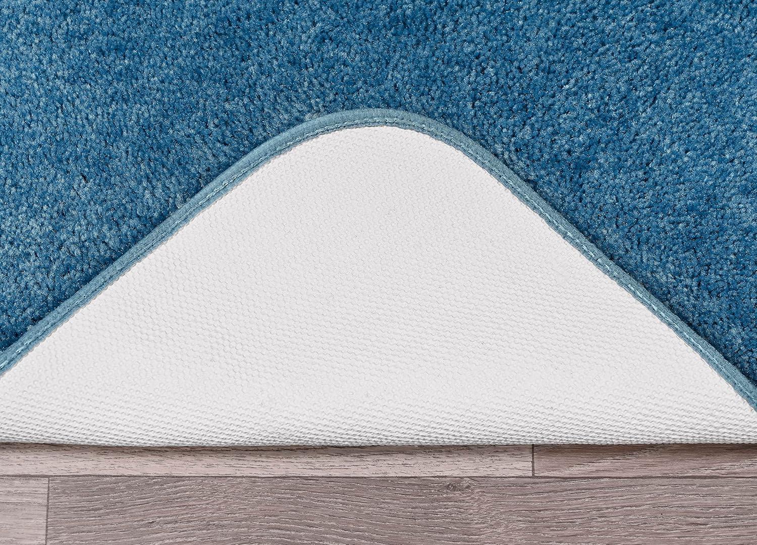 4pc Traditional Nylon Washable Bathroom Rug Set Basin Blue - Garland Rug: Includes Lid & Contour Cover, Machine Made