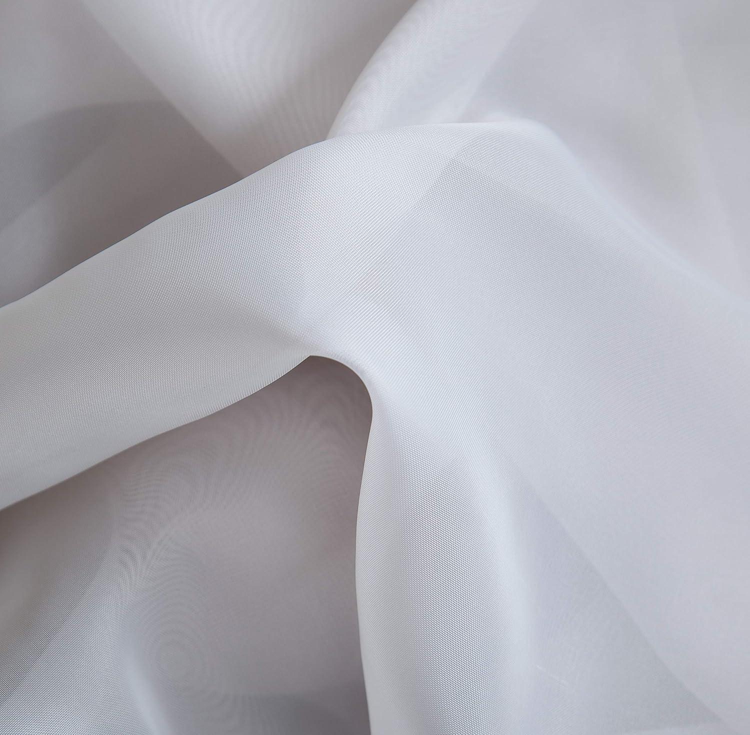 HLC.ME Semi Sheer Voile Light Filtering Transparent Window Curtain Grommet Panels - Set of 2 - Silver, 54 W x 84 L