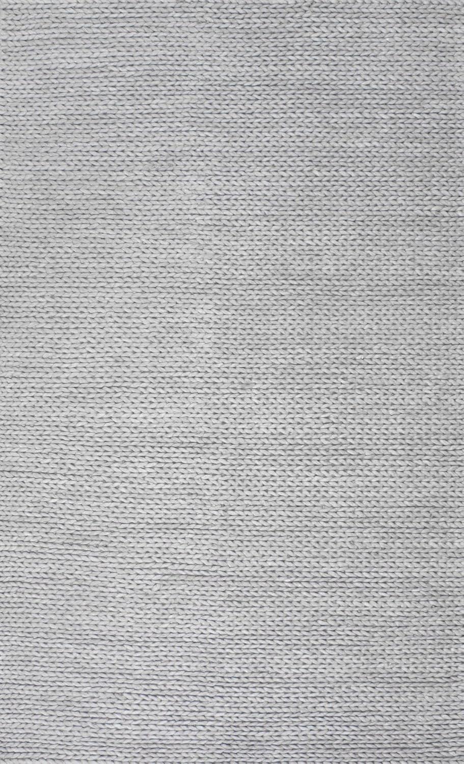 nuLOOM 3x5 Penelope Wool Braided Handmade Area Rug, Light Grey, Solid Rustic Farmhouse Style, For Bedroom, Living Room, Hallway, Entryway