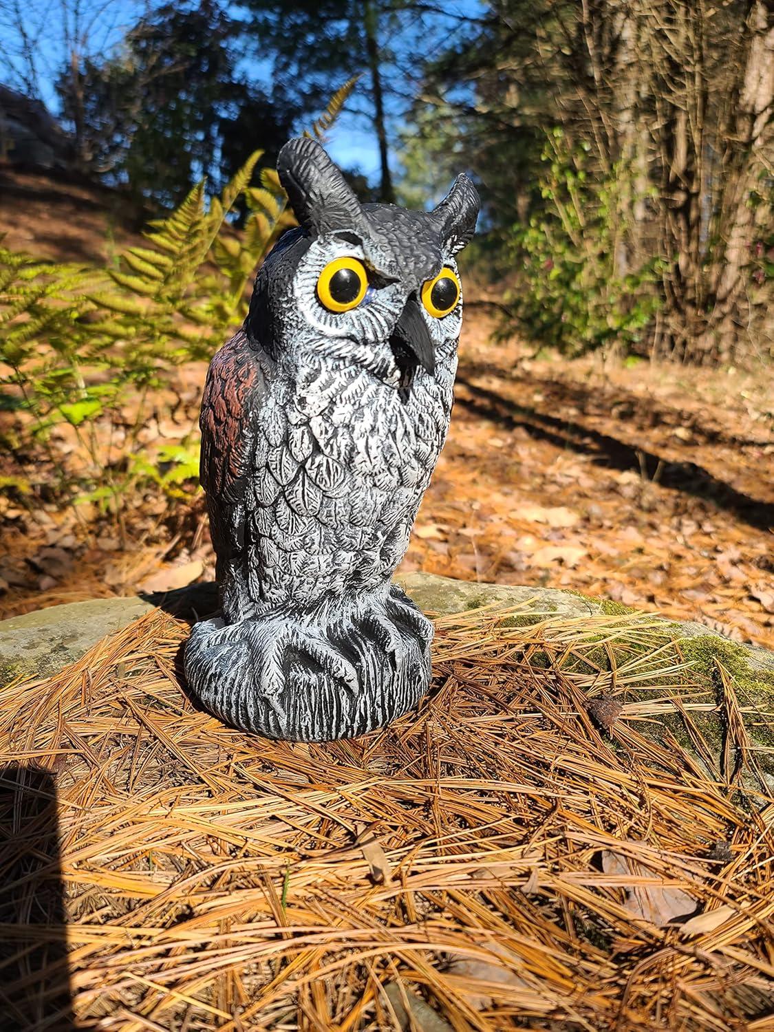 Dalen Natural Enemy Great Horned Owl Scarecrow Decoy, Realistic Hand-Painted Design