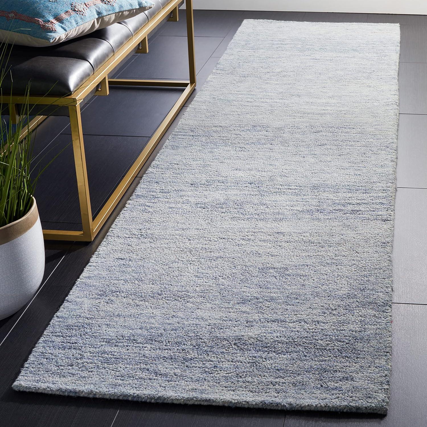 Blue Hand-Tufted Wool Runner Rug, 2'3" x 8'