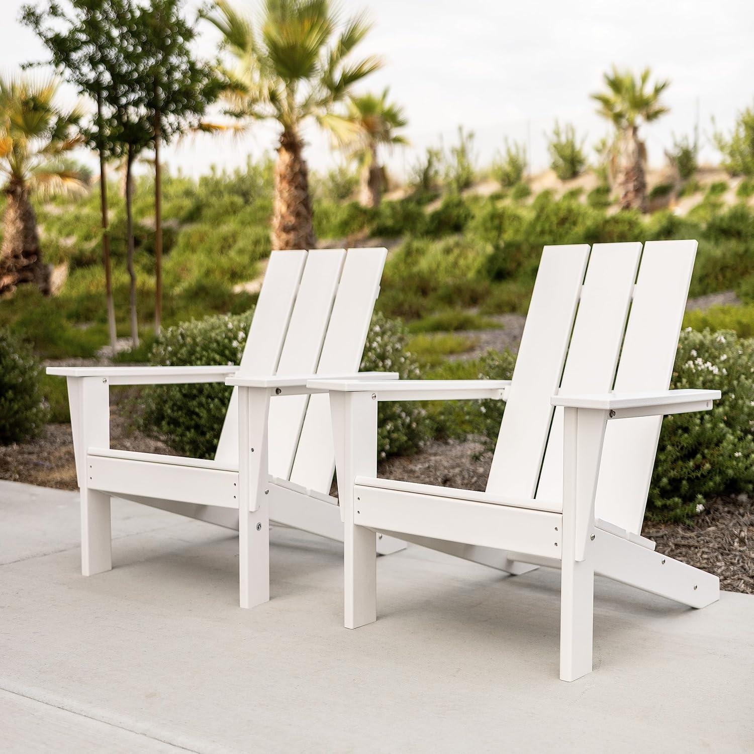 LuXeo Arcadia White HDPE Outdoor Adirondack Chair ( Set of 2)