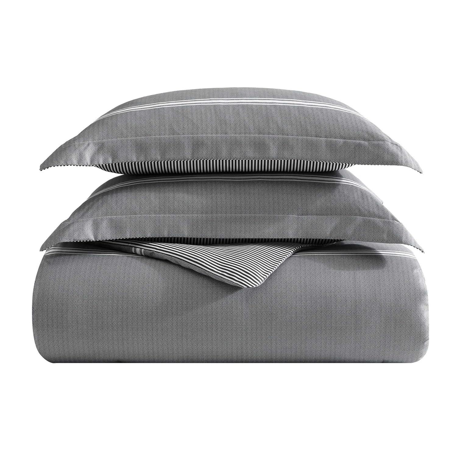 Eddie Bauer Eddie Bauer Chevron And Stripes Grey Bonus Bed Set