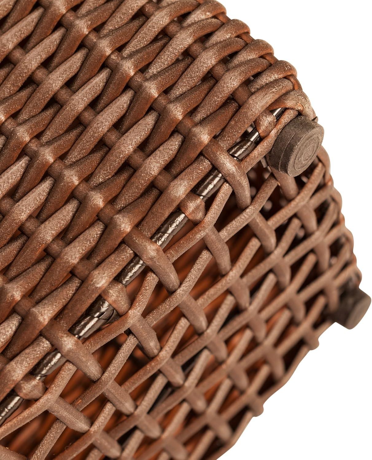 PatioSense Alto Balkene Home Alto Wicker Planter with Liners ,Tall Plant Decor Box for Outdoors - Mocha - Pack of 2