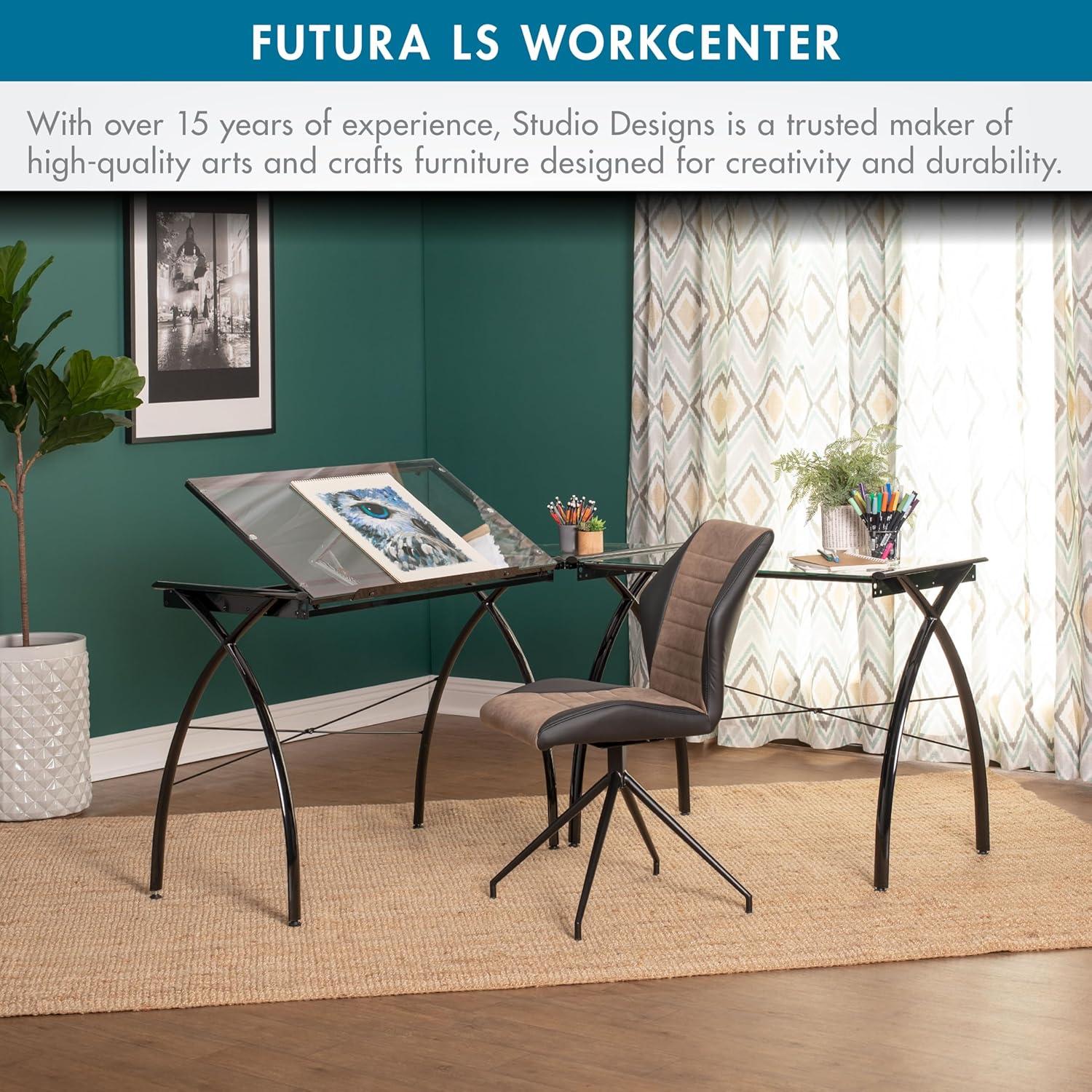 Inbox Zero Courson L-Shaped Glass Top Drafting Table