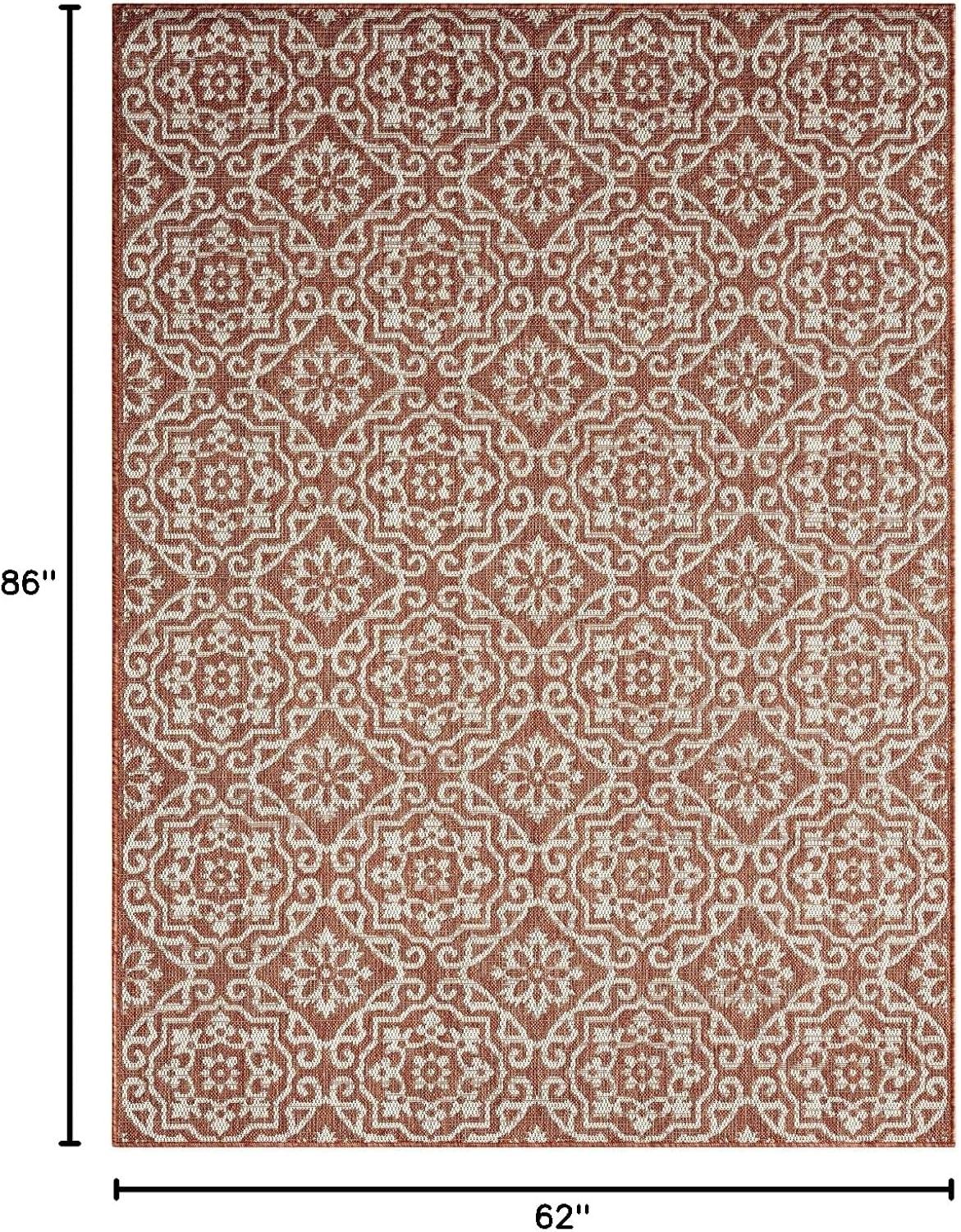 NICOLE MILLER NEW YORK Country Danica Geometric Indoor/Outdoor Area Rug, Terracotta/Ivory