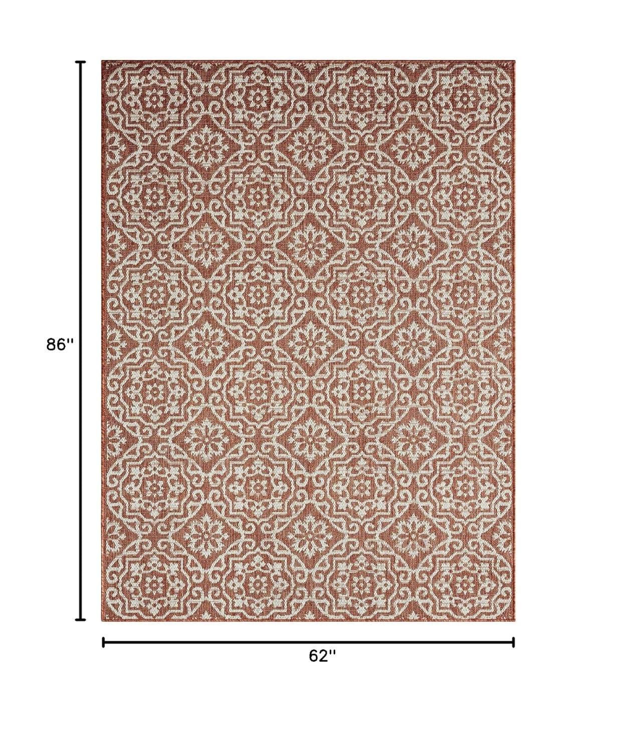 NICOLE MILLER NEW YORK Country Danica Geometric Indoor/Outdoor Area Rug, Terracotta/Ivory