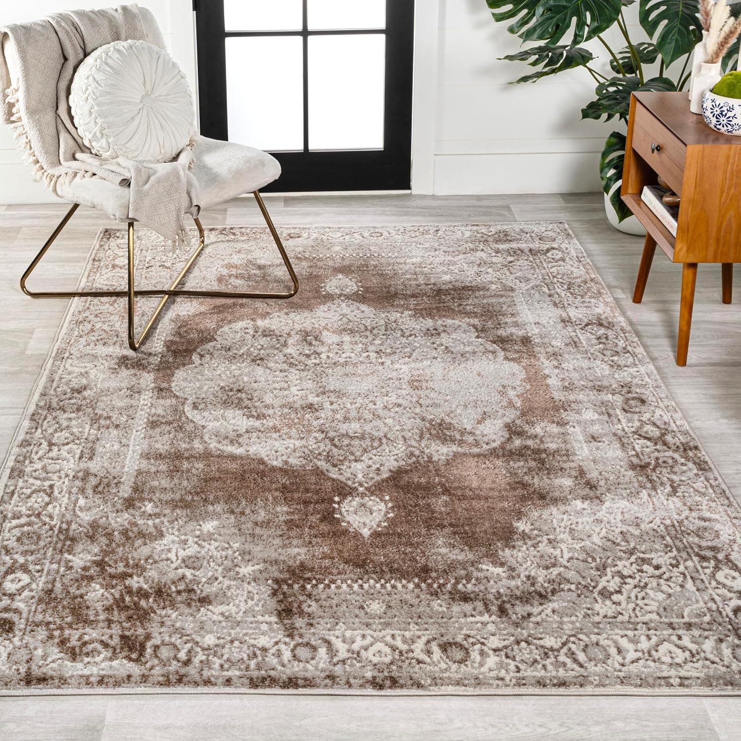 JONATHAN Y Rosalia Cottage Medallion Cream/Brown 8 ft. x 10 ft. Area Rug
