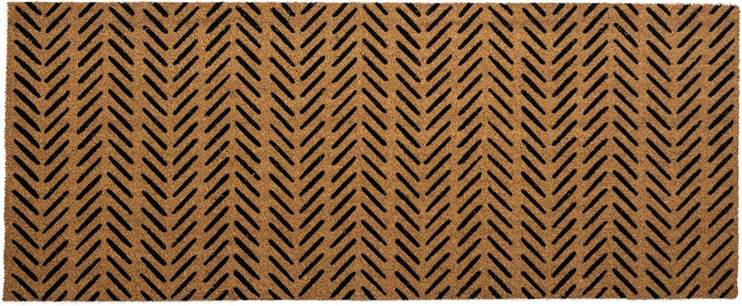 2' x 5' Fishbone Indoor/Outdoor Coir Doormat Black/Natural - Entryways