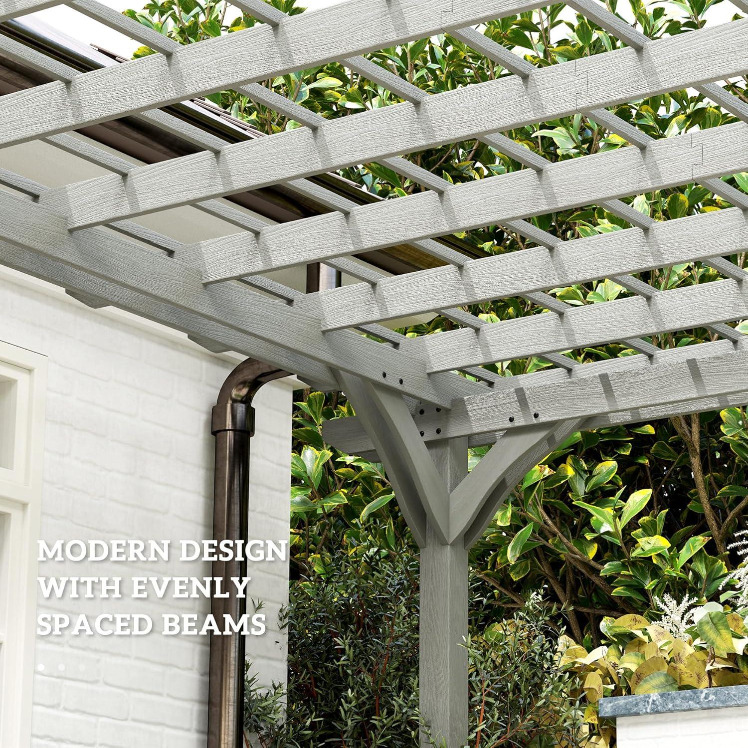 Outsunny 12' x 20' Wooden Pergola Grape Trellis, Outdoor Gazebo for Garden, Patio, Backyard, Deck, Gray
