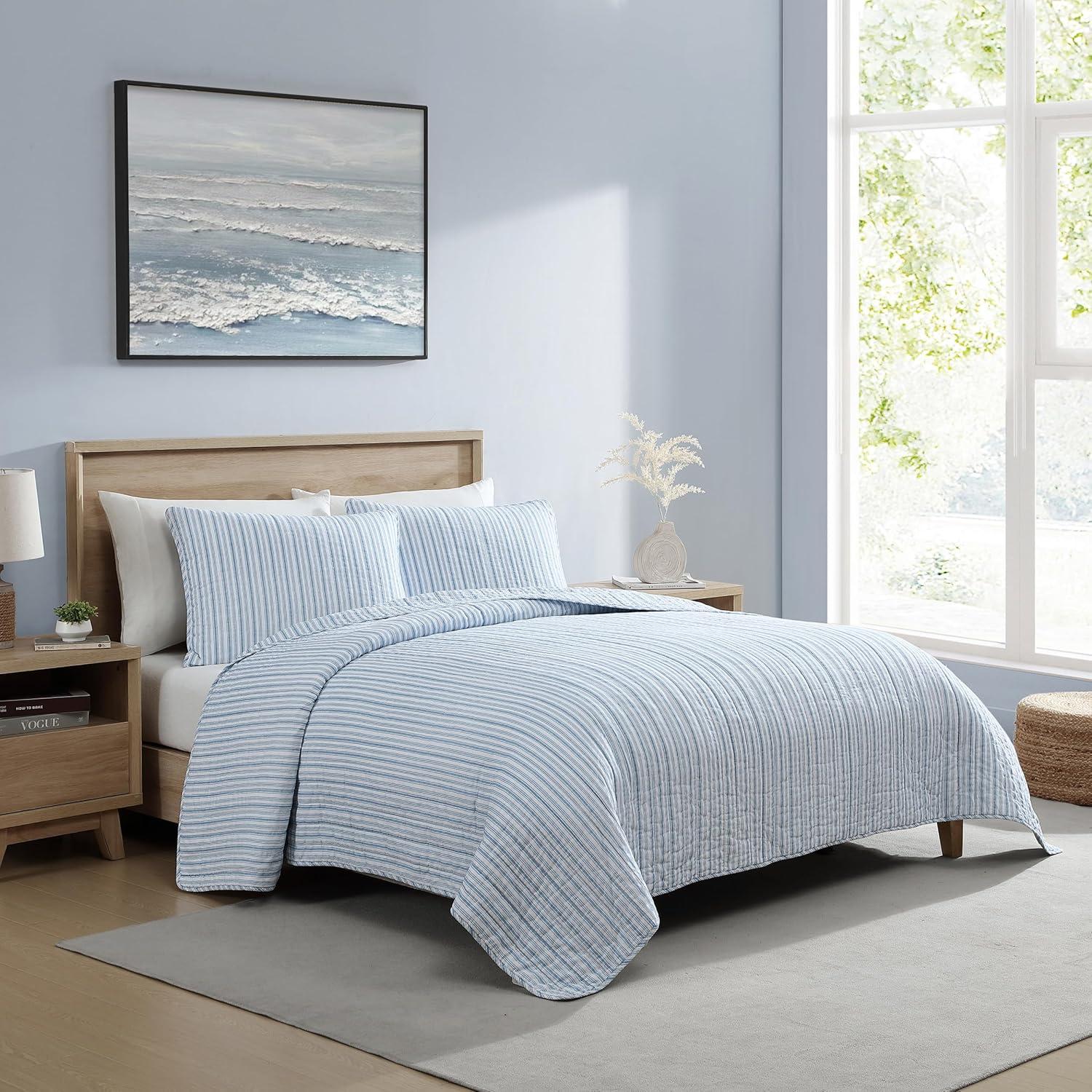 Navy Dusk Twin Reversible Cotton Quilt Set