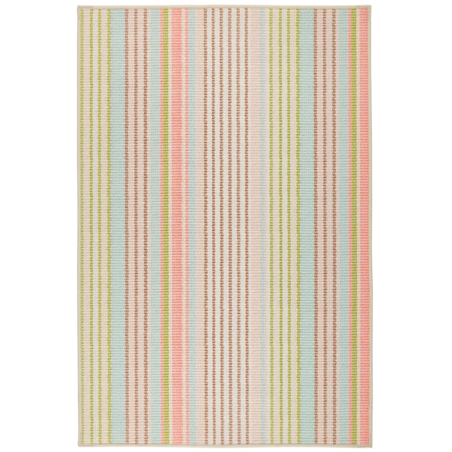 Blue Awning Stripe Machine Washable Rug