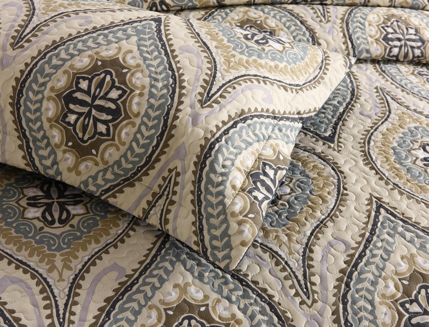 MarCielo 3 Piezas Edredón Ligero Rey, Edredón Impreso, Edredón Conjunto Ropa de Cama Manta Manta Coverlet Ligero Colcha Conjunto, Amarillo + Gris Oscuro, Tamaño King, Joni