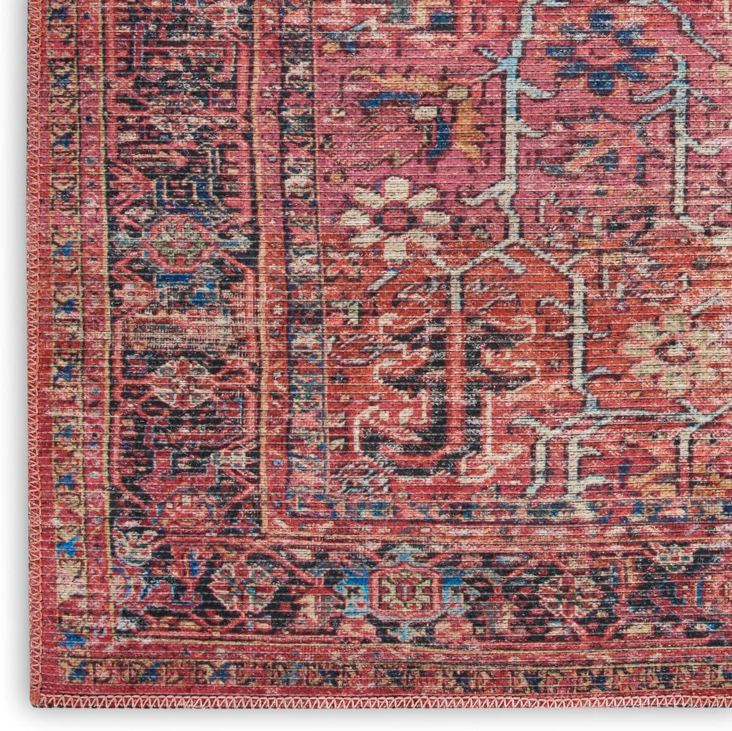 Bungalow Rose Machine Washable Oriental Red Area Rug
