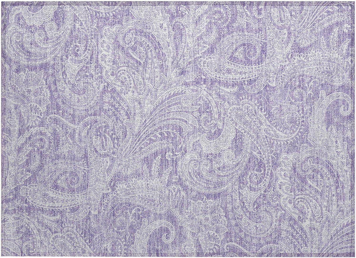 Lavender Paisley Flat Woven Indoor Outdoor Rug